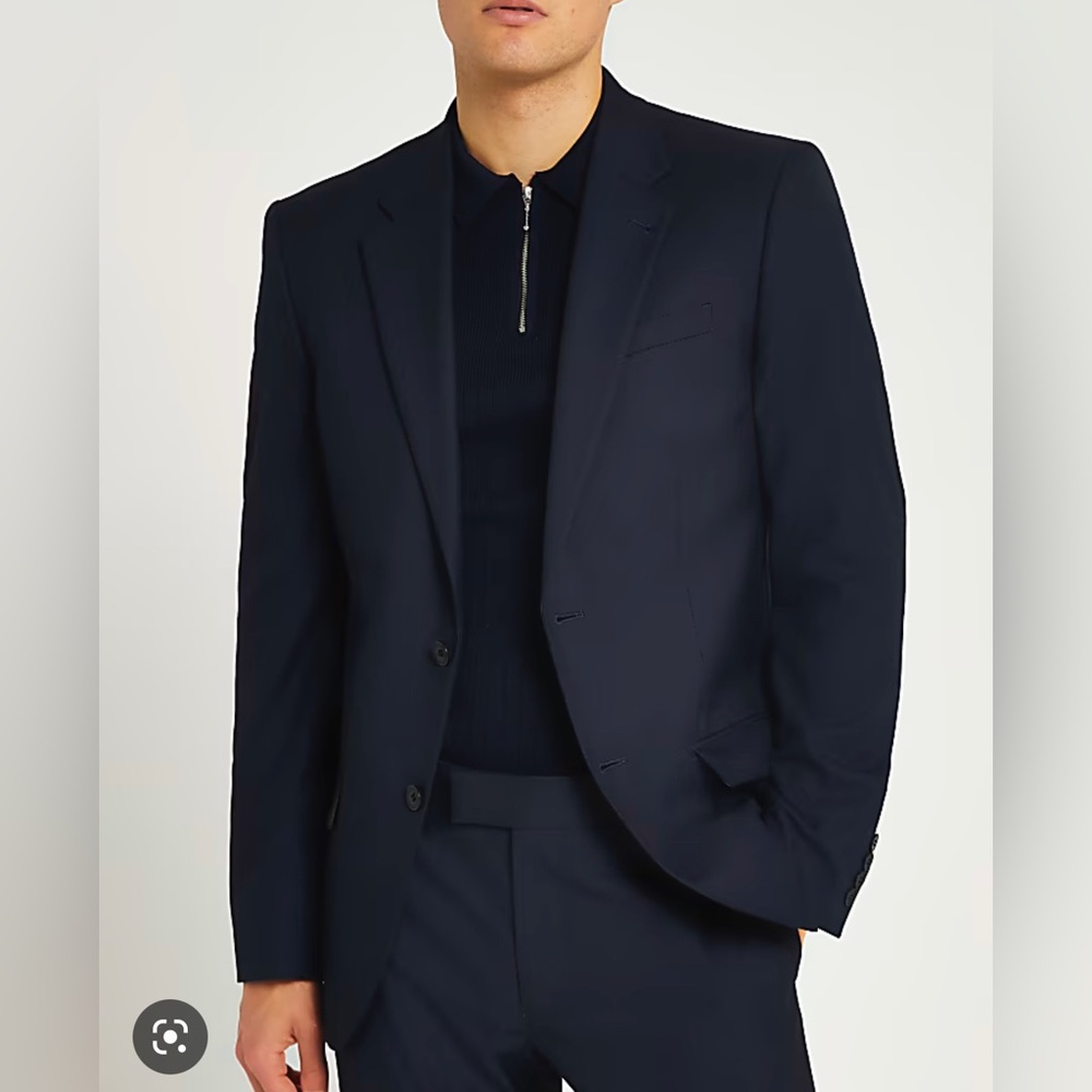 River Island Navy Twill Skinny Fit Suit